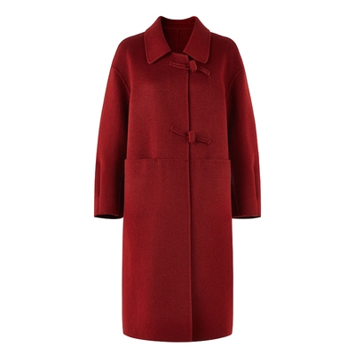 秋水伊人气质翻领羊驼毛毛呢大衣