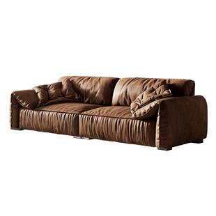 广巢baxter大象耳朵沙发真皮意式复古客厅直排小户型沙发焦糖色B