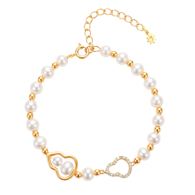 双葫芦天然淡水珍珠s925银手链