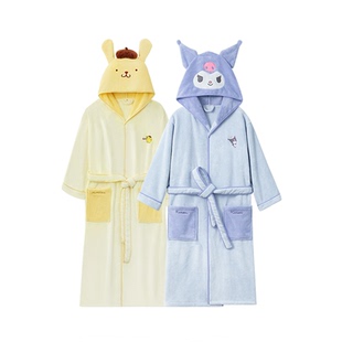 三利浴袍女三丽鸥连帽吸水速干不易掉毛浴巾式浴衣男情侣睡袍冬季