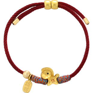 沙金小马钱币红绳手链女轻奢小众精致手饰2026新款马年本命年礼物