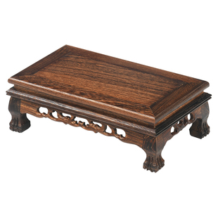 红木雕刻工艺品鸡翅木摆件底座实木托架长方形奇石头花盆佛像底座