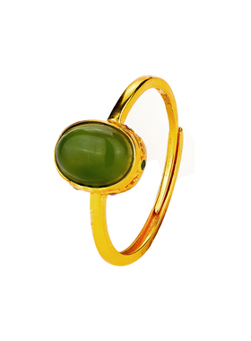 御臻珠宝S925银碧玉开口戒指