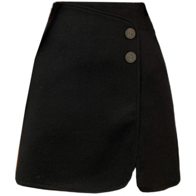 毛呢大码高腰不规则胖mma字短裙