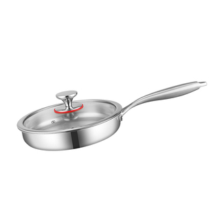 德国加厚无涂层316不锈钢平底锅炒锅不粘锅家用电磁炉煎牛排煎锅