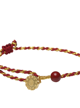 福茹记情侣纯银朱砂国风手链