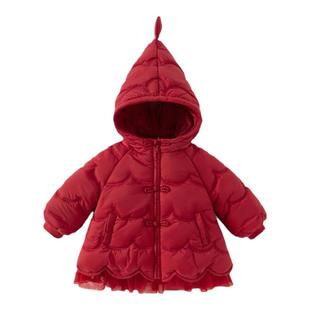 戴维贝拉女童棉服外套冬装儿童防水外套棉衣宝宝国风拜年服童装