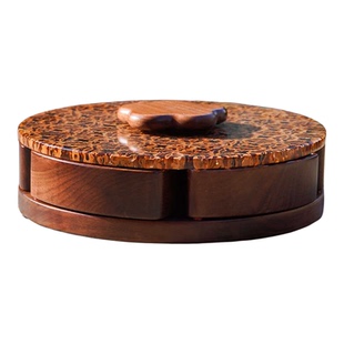 邱峰竹编竹木胡桃木文玩核桃机关盒果盘实木创意糖果盘花瓣收纳盒