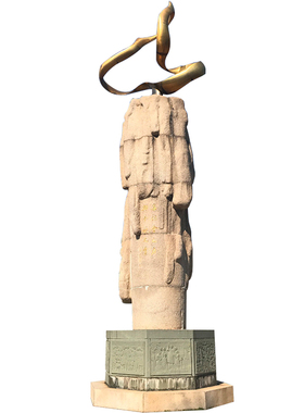 科技不锈钢烛火雕塑抽象艺术石雕柱子城市大型景观广场户外摆件