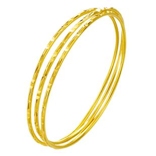 沙金女手镯细圈实心三生三世手环黄金色镀金满天星送妈妈礼物首饰