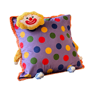 小丑波点抱枕卡通玩偶女生睡觉靠枕客厅沙发靠背垫可拆洗方形枕头