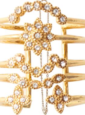 maje女装水晶金属多圈星芒戒指