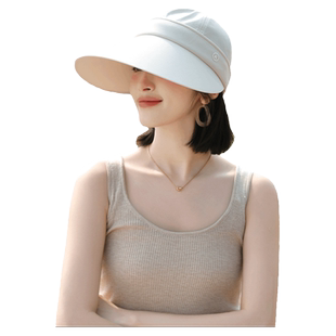 遮阳帽子女士夏季防紫外线空顶太阳帽遮全脸户外加大檐渔夫防晒帽