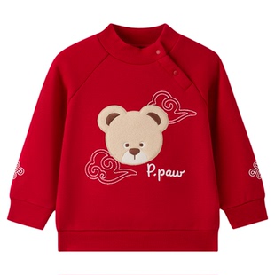 【新年】PawinPaw卡通小熊童装26年新款男女宝宝新中式卫衣加绒