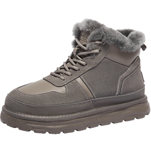 百丽男鞋北海道雪地靴男士冬季加厚保暖东北棉鞋加绒短靴A1751DD4