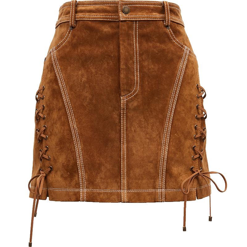 ONLY冬季时尚设计感高腰皮裙短裙半身裙女|12439M005