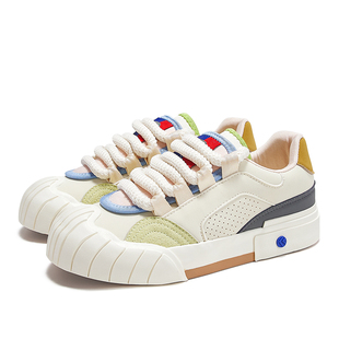 feiyue/飞跃多巴胺彩虹鞋2025春季新款低帮拼色女鞋休闲饼干鞋998