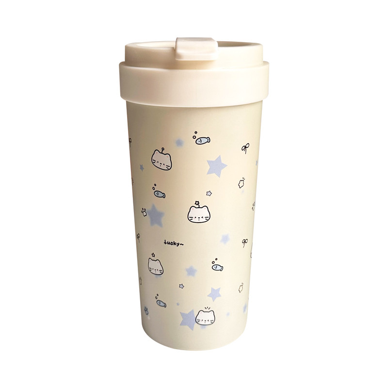 星星猫吸管保温杯女生高颜值咖啡杯2026新款便携不锈钢保冷水杯子