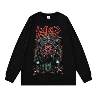 Slayer乐队欧美金属摇滚骷髅印花纯棉长袖T恤男女款上衣内搭春秋