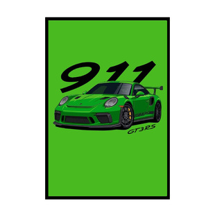 保时捷911豪车跑车装饰画样板间客厅海报挂画4S店修车背景墙壁画