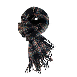 格子仿羊绒围巾女冬季2025新款高级感围脖披肩两用男士情侣款黑色