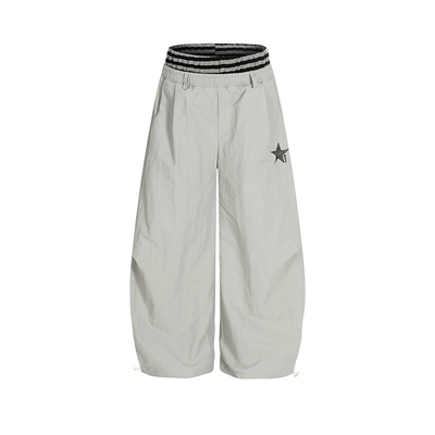 DARKAGE原创条纹宽松弯刀伞兵裤