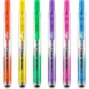 官方旗舰店 日本Pentel派通SXS15按动荧光笔学生用彩色笔记标注可替换芯大容量斜头标记笔