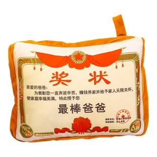 母亲节创意奖状抱枕靠垫客厅沙发抱枕被子两用送妈妈爸爸可定制