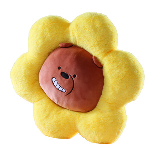 咱们裸熊花朵毛绒玩具办公室抱枕床上沙发睡觉靠垫网红花瓣公仔