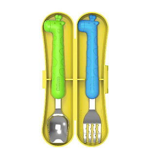 爱迪生宝宝饭勺子叉子儿童不锈钢餐具婴儿训练勺叉筷套装便携盒子