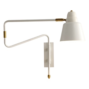 轻奢新款床头壁灯卧室插座式创意北欧伸缩折叠白色摇臂读书阅读灯