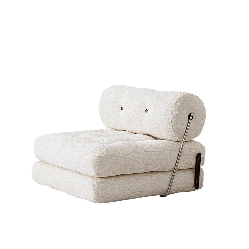 经典TAJT奶油风羊羔绒豆腐块单人沙发床落地方块模块坐卧两用懒人