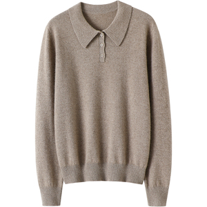 冬日潇洒女生！纯山羊绒衫100纯羊绒女POLO领毛衣针织打底衫秋冬