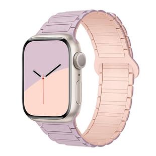 适用苹果手表表带S10新款iwatchs9/s8硅胶S7磁吸applewatch创意SE男女ultra2高级精致运动iWatch11手表带紫色