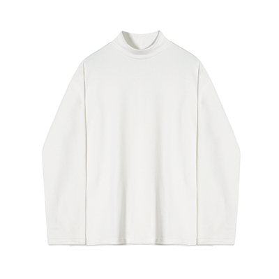 MRCYC韩版宽松纯色高领长袖T恤男