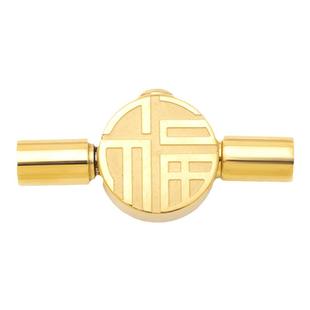 钛钢福字扣编织皮绳手绳金色扣手链连接扣diy饰品配件尾扣不掉色