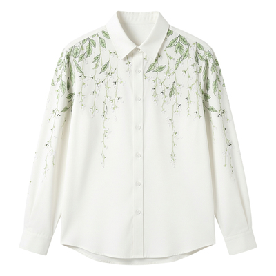 刘宇同款新中式国风刺绣衬衣