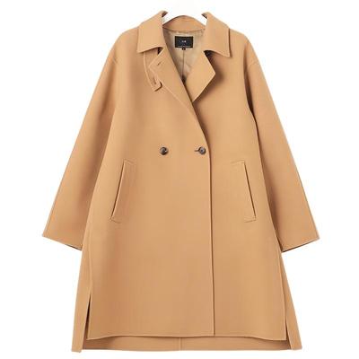 羊毛混纺双排扣毛呢大衣商场同款