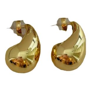 小众时髦感水滴形耳环欧美极简金属耳饰高级感气质冷淡风银色耳钉