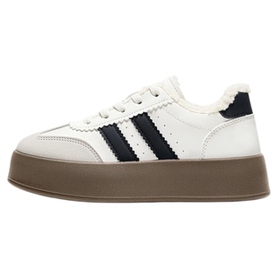 回力厚底德训鞋女款2026冬季新款百搭加绒鞋子小白鞋经典板鞋女鞋