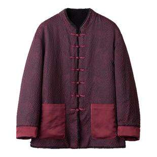 新中式两面穿唐装男士颗粒绒羊羔毛皮草外套羊剪绒皮毛一体中山装