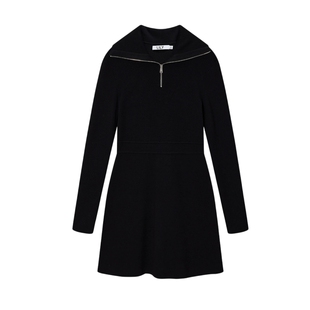 【商场同款】LILY冬新款女装复古优雅通勤款针织连衣裙小黑裙
