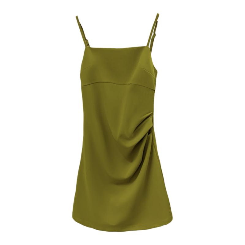 粉色弹力吊带连衣裙女2025秋季新款收腰气质高级名媛长短款小黑裙