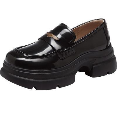 骆驼女鞋2025秋冬新款英伦风复古厚底增高小皮鞋学院风乐福鞋单鞋