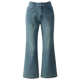 高端四面弹天丝牛仔裤喇叭裤女夏季薄款八分裤2026新款九分微喇裤