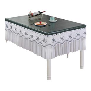 桌布罩套免洗防油防水清新长方形家用餐厅防烫纯色皮革茶几台布