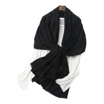 橘语新款澳大利亚纯羊毛空调提花围巾欧美多功能大披肩春秋冬季女