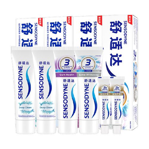 舒适达抗敏感牙膏早晚CP套装含氟成人多效防蛀清新口气护龈美白