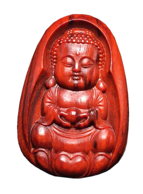 释迦小叶紫檀雕刻红木配饰吊坠