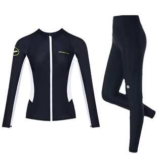 AquaPlay安泊来分体泳衣女长袖长裤套装防晒冲浪服潜水衣水母服